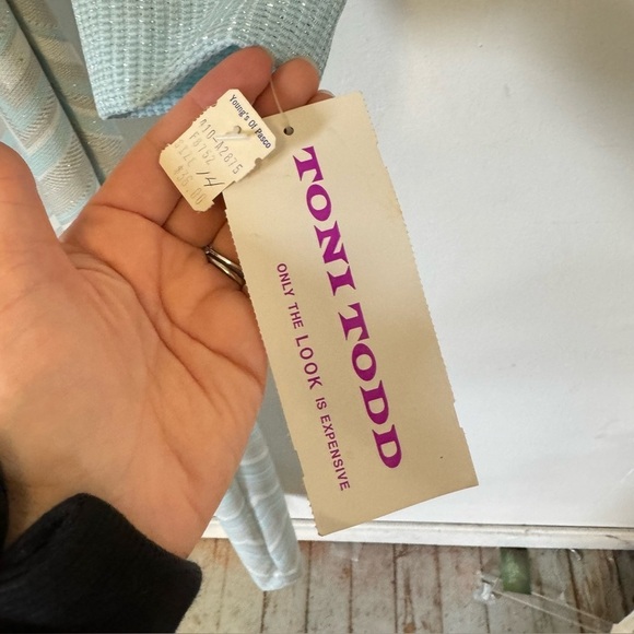 Vintage 60s Toni Todd‎ Dress Metallic Lurex Maxi Gown Silver Blue Womens Medium - Picture 7 of 12